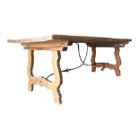 19TH CENTURY SPANISH WALNUT REFECTORY DINING TABLE
