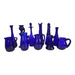 BRISTOL BLUE GLASS - COLLECTION OF 20TH CENTURY VINTAGE VASES, JUGS, & PERFUME BOTTLE