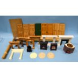 Doll's house interior fitments: five "upstairs" doors, a green baize door, four "downstairs"