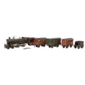 MÄRKLIN US - Schlepptenderlok '1030' mit 3 Güterwagen und zusätzlichem Tender, Spur 0, 1910-1926,
