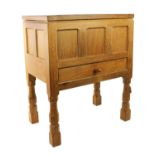 WORKSHOP OF ROBERT 'MOUSEMAN' THOMPSON (BRITISH, 1876-1955), a work table, with lifting lid to