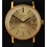 A Rotary Gentleman's automatic wristwatch, a 1970s brushed champagne signed dial,