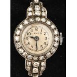 Lanco A diamond set cocktail watch,the signed circular dial set within a diamond set bezel with