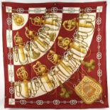 Two Hermes scarves, one Hermes silk scarf Cliquetis designed by Julia Abadie depicting sword