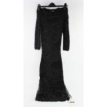 Alexander McQueen black dress in rouched stretchy woven ribbon fabric, (unworn condition with