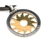 Bulgari Tondo Sole gold and steel big pendant, central sun hallmarked 18 ct, in stainless steel