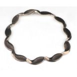Georg Jensen Wave design necklace, with scalloped links, 41cm long, stamped Georg Jensen 925S