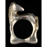 Modern hand made silver ring in the form of a horse, in the style of Moshed Oved, tested as silver,