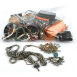 A large group of costume jewellery including cufflinks, on pair by Simon Carter bangles and