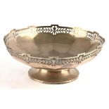Pedestal fruit bowl with foliate pierced rim, by Adie Brothers, Birmingham 1934, 23.5 x 9.5cm 17.