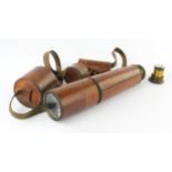 T. T. & H. Ltd (Taylor, Taylor, & Hobson Ltd.) three drawer and leather bound signaling telescope,