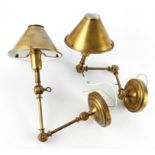 RALPH LAUREN, a pair of brass 'Anetta' library wall lights, 26cm high x 46 extended from the back