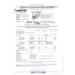 Harry Potter and the Goblet of Fire (2005) Production Call Sheet No. 1, Signed by Daniel Radcliffe,
