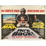 Mad Max / Mad Max 2 (1982), British Quad Double Bill Film Poster, artwork by Tom Beauvais,