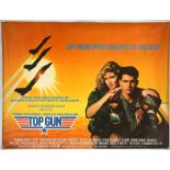 Top Gun (1986), British Quad Film Poster for the aviation action film starring Tom Cruise and Tim