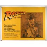 Raiders of the Lost Ark (1981), Linen Backed British Quad Film Poster for the first Indiana Jones