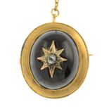 Late 19th foil-back garnet & diamond brooch