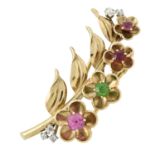 Mid 20th century diamond and gem clip, by Cartier