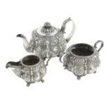 George IV Irish silver three piece tea set