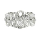 An Art Deco platinum and diamond geometric bracelet