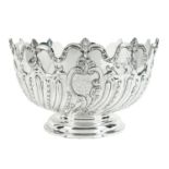 Late Victorian silver Monteith punch bowl
