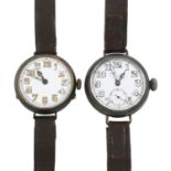 A military issue trench watch with a trench watch.