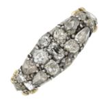 An early to mid 19th century silver, gold and diamond ring