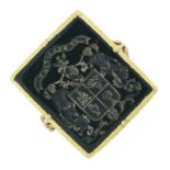 A mid 19th century gold, bloodstone and floral embossed signet ring, circa 1840-50