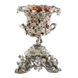 Victorian silver twin-handled wine cooler