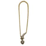 A Victorian gold, split pearl and ruby snake necklace