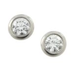 A pair of platinum 'Diamonds by the Yard' earrings, by Elsa Peretti for Tiffany & Co.