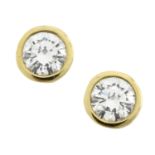 A pair of 18ct gold diamond deep collet stud earrings, by Boodles & Dunthorne
