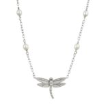 An 18ct gold, diamond and cultured pearl dragonfly necklace, by Tiffany & Co.