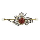 A Victorian silver and gold, diamond, pearl and enamel ladybird brooch