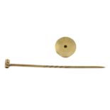 An early 20th century mother-of-pearl & diamond convertible stud/stickpin
