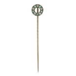 An early 20th century emerald & diamond circle pendant