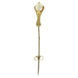 An early 20th century cultured pearl claw stickpin