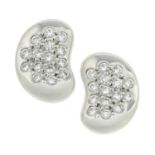 A pair of platinum and diamond 'Bean' earrings, by Elsa Peretti for Tiffany & Co.