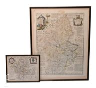 An Eman Bowen map of the county of Staffordshire, to John Gower, 69cm x 53cm, together with a 17th