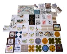 A collection of 1950s and later dust pressed tiles, landscapes, figural and abstract. (qty)