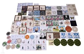 A collection of 1950s and later dust pressed tiles, landscapes, figural and abstract. (qty)