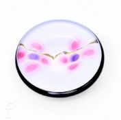 A large late 20th Century studio glass trial bowl by Jean Ann Hewitt, the shallow circular form with