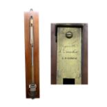 A 19th Century Ships Gimble Stick Barometer, by Negretti and Zambia London, mounted on mahogany