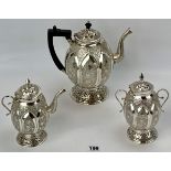 3 piece Indian silver tea set