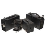 Two Kodak Model B cine cameras, a Box Brownie camera and a Balda Baldax folding camera