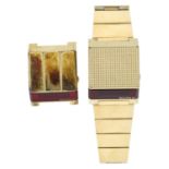 Bulova Computron LED gold plated and stainless steel gentleman's wristwatch, circa 1976, the 'wedge'