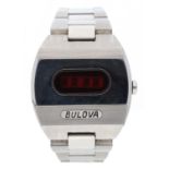 Bulova 'Big Block' digital LED stainless steel gentleman's wristwatch, case no. I105xxx, circa 1974,