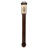 Good George III mahogany stick barometer by A.Riva, Marlborough (Antony), with a swan neck