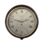 George III mahogany single fusee verge wall clock, the 12" circular silvered dial signed Gudgeon,