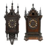 German Black Forest 19th century carved oak cuckoo mantel clock in need of assembly, attributed to
